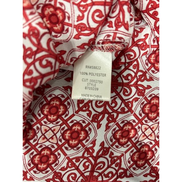 Max Studio Womens Red White Printed Loose Fit Blouse Top Sz L - Picture 6 of 9